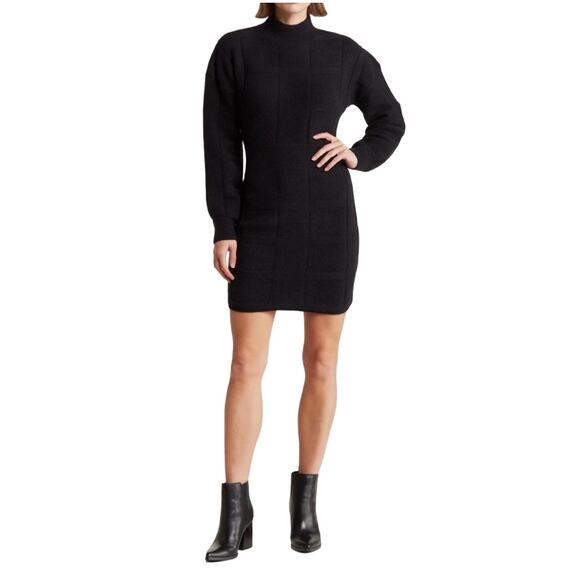 Area Stars Open Back Knit Sweater Dress Black Size M Long Sleeve Mock Neck - Picture 2 of 15